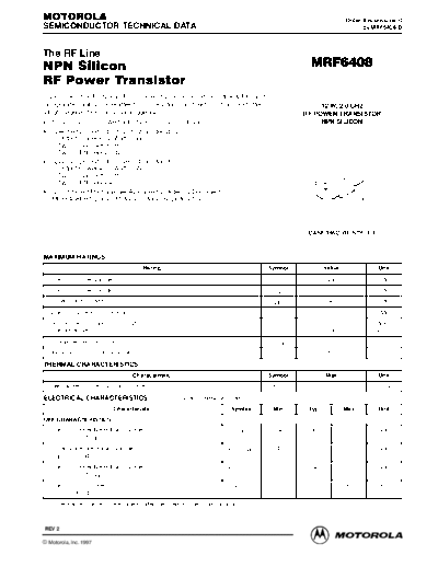 Motorola mrf6408rev2  . Electronic Components Datasheets Active components Transistors Motorola mrf6408rev2.pdf