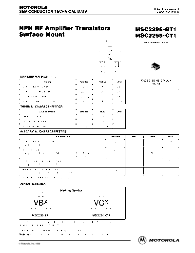 Motorola msc2295-bt1rev0dx  . Electronic Components Datasheets Active components Transistors Motorola msc2295-bt1rev0dx.pdf