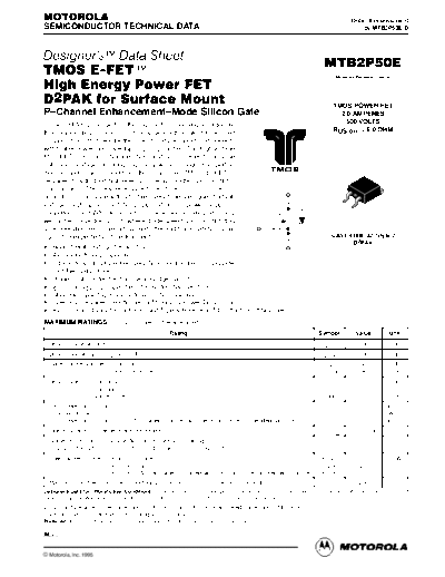 Motorola mtb2p50e  . Electronic Components Datasheets Active components Transistors Motorola mtb2p50e.pdf