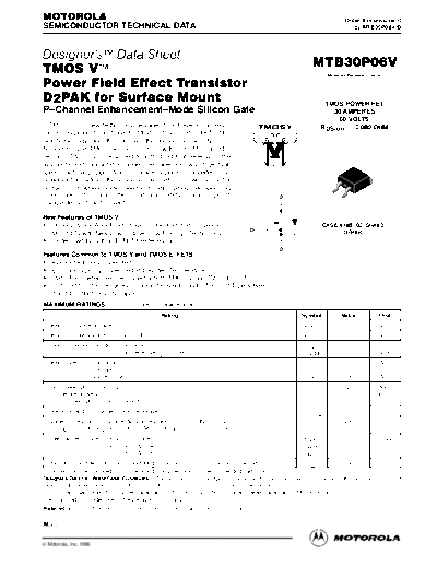 Motorola mtb30p06v  . Electronic Components Datasheets Active components Transistors Motorola mtb30p06v.pdf