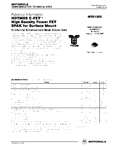 Motorola mtd1302rev0  . Electronic Components Datasheets Active components Transistors Motorola mtd1302rev0.pdf