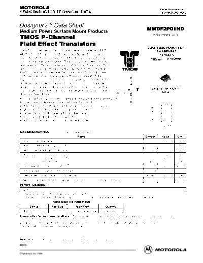 Motorola mtdf2p01hd  . Electronic Components Datasheets Active components Transistors Motorola mtdf2p01hd.pdf