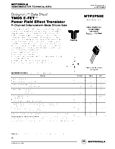 Motorola mtp2p50e  . Electronic Components Datasheets Active components Transistors Motorola mtp2p50e.pdf