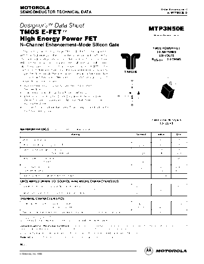 Motorola mtp3n50e  . Electronic Components Datasheets Active components Transistors Motorola mtp3n50e.pdf