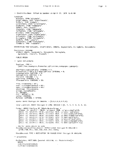 xerox Statistics.mesa Sep78  xerox mesa 4.0_1978 listing Mesa_4_Utilities Statistics.mesa_Sep78.pdf