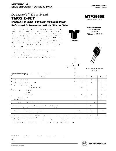 Motorola mtp2955e  . Electronic Components Datasheets Active components Transistors Motorola mtp2955e.pdf