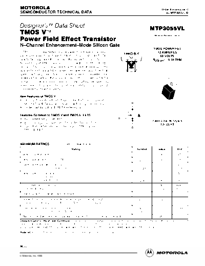 Motorola mtp3055vlrev2a  . Electronic Components Datasheets Active components Transistors Motorola mtp3055vlrev2a.pdf
