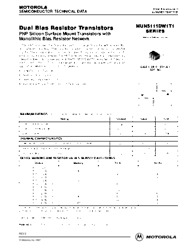 Motorola mun51xxdw sot363  . Electronic Components Datasheets Active components Transistors Motorola mun51xxdw_sot363.pdf