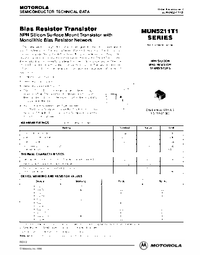 Motorola mun5211t1rev2  . Electronic Components Datasheets Active components Transistors Motorola mun5211t1rev2.pdf