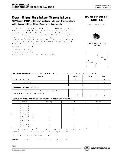 Motorola mun5311dw1t1rev5  . Electronic Components Datasheets Active components Transistors Motorola mun5311dw1t1rev5.pdf