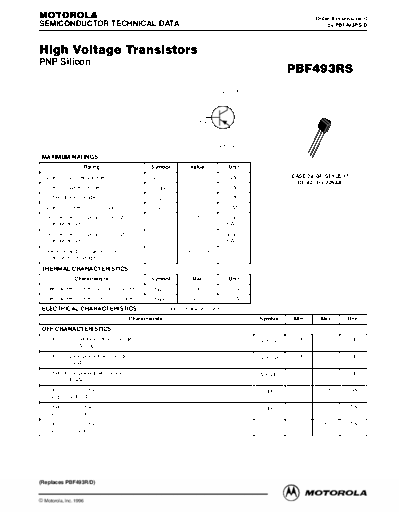 Motorola pbf493rs  . Electronic Components Datasheets Active components Transistors Motorola pbf493rs.pdf