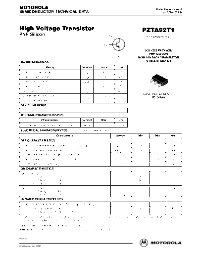 Motorola pzta92t1rev2x  . Electronic Components Datasheets Active components Transistors Motorola pzta92t1rev2x.pdf