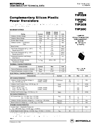 Motorola tip29bre  . Electronic Components Datasheets Active components Transistors Motorola tip29bre.pdf