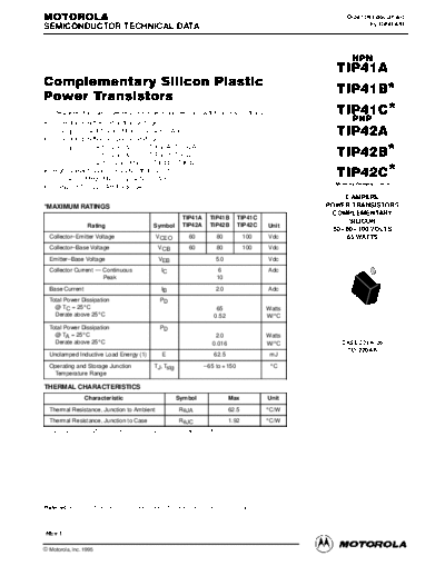 Motorola tip41are  . Electronic Components Datasheets Active components Transistors Motorola tip41are.pdf