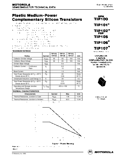 Motorola tip100re  . Electronic Components Datasheets Active components Transistors Motorola tip100re.pdf