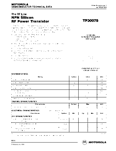 Motorola tp3007sr  . Electronic Components Datasheets Active components Transistors Motorola tp3007sr.pdf