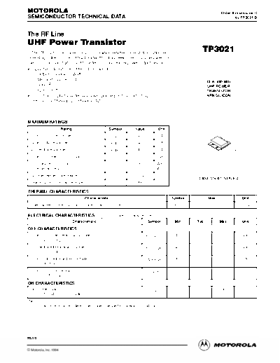 Motorola tp3021re  . Electronic Components Datasheets Active components Transistors Motorola tp3021re.pdf