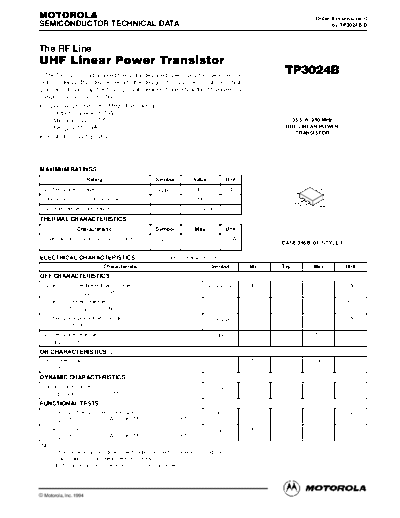 Motorola tp3024br  . Electronic Components Datasheets Active components Transistors Motorola tp3024br.pdf