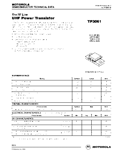 . Electronic Components Datasheets tp3061re  . Electronic Components Datasheets Active components Transistors Motorola tp3061re.pdf