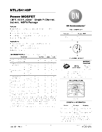 ON Semiconductor ntljs4149  . Electronic Components Datasheets Active components Transistors ON Semiconductor ntljs4149.pdf