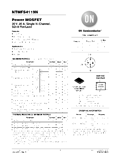 ON Semiconductor ntmfs4119n  . Electronic Components Datasheets Active components Transistors ON Semiconductor ntmfs4119n.pdf