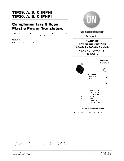 ON Semiconductor tip29-a-b-c tip30-a-b-c  . Electronic Components Datasheets Active components Transistors ON Semiconductor tip29-a-b-c_tip30-a-b-c.pdf