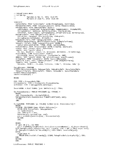 xerox DebugProcess.mesa Sep78  xerox mesa 4.0_1978 listing Mesa_4_Debug DebugProcess.mesa_Sep78.pdf