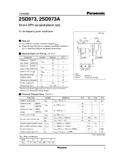 Panasonic 2sd973  . Electronic Components Datasheets Active components Transistors Panasonic 2sd973.pdf