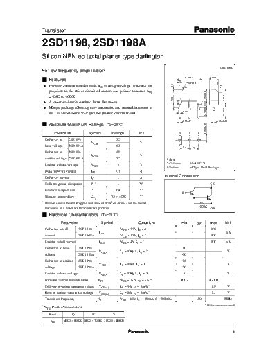 Panasonic 2sd1198  . Electronic Components Datasheets Active components Transistors Panasonic 2sd1198.pdf