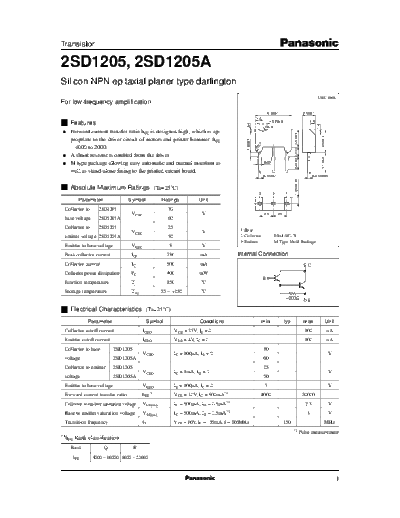 Panasonic 2sd1205  . Electronic Components Datasheets Active components Transistors Panasonic 2sd1205.pdf