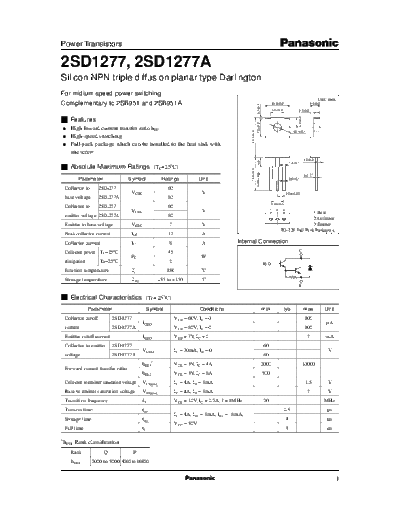 Panasonic 2sd1277  . Electronic Components Datasheets Active components Transistors Panasonic 2sd1277.pdf