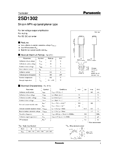 Panasonic 2sd1302  . Electronic Components Datasheets Active components Transistors Panasonic 2sd1302.pdf