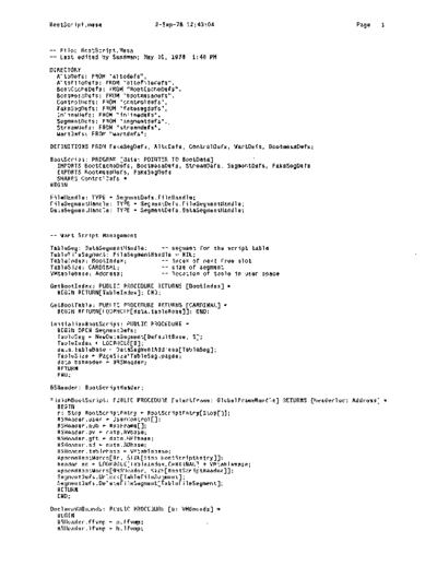 xerox BootScript.mesa Sep78  xerox mesa 4.0_1978 listing Mesa_4_Bootstrap BootScript.mesa_Sep78.pdf
