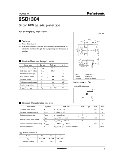 Panasonic 2sd1304 e  . Electronic Components Datasheets Active components Transistors Panasonic 2sd1304_e.pdf
