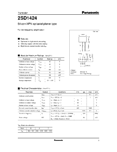 Panasonic 2sd1424 e  . Electronic Components Datasheets Active components Transistors Panasonic 2sd1424_e.pdf