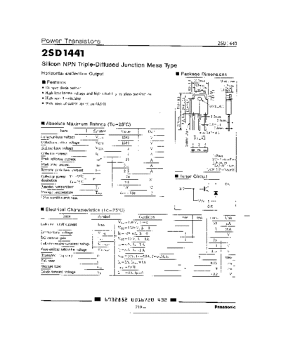 Panasonic 2sd1441  . Electronic Components Datasheets Active components Transistors Panasonic 2sd1441.pdf