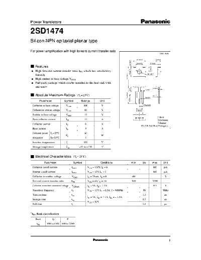 . Electronic Components Datasheets 2sd1474  . Electronic Components Datasheets Active components Transistors Panasonic 2sd1474.pdf