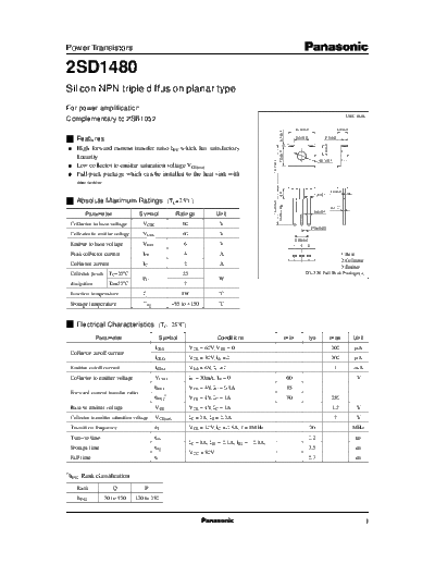 Panasonic 2sd1480  . Electronic Components Datasheets Active components Transistors Panasonic 2sd1480.pdf