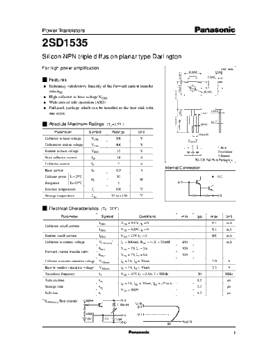 . Electronic Components Datasheets 2sd1535  . Electronic Components Datasheets Active components Transistors Panasonic 2sd1535.pdf