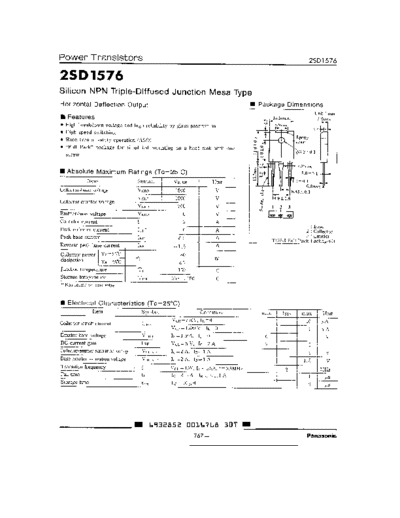 Panasonic 2sd1576  . Electronic Components Datasheets Active components Transistors Panasonic 2sd1576.pdf