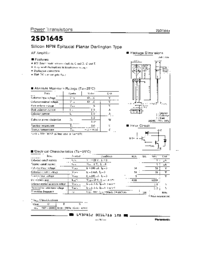 . Electronic Components Datasheets 2sd1645  . Electronic Components Datasheets Active components Transistors Panasonic 2sd1645.pdf