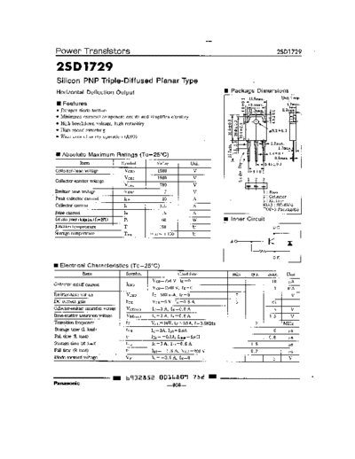 . Electronic Components Datasheets 2sd1729  . Electronic Components Datasheets Active components Transistors Panasonic 2sd1729.pdf