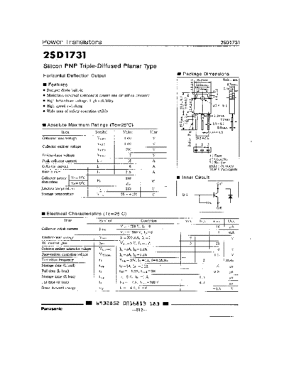 Panasonic 2sd1731  . Electronic Components Datasheets Active components Transistors Panasonic 2sd1731.pdf