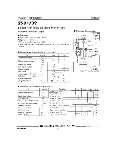Panasonic 2sd1739  . Electronic Components Datasheets Active components Transistors Panasonic 2sd1739.pdf
