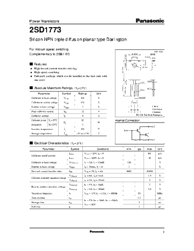 Panasonic 2sd1773  . Electronic Components Datasheets Active components Transistors Panasonic 2sd1773.pdf