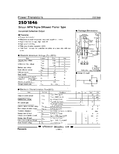 Panasonic 2sd1846  . Electronic Components Datasheets Active components Transistors Panasonic 2sd1846.pdf