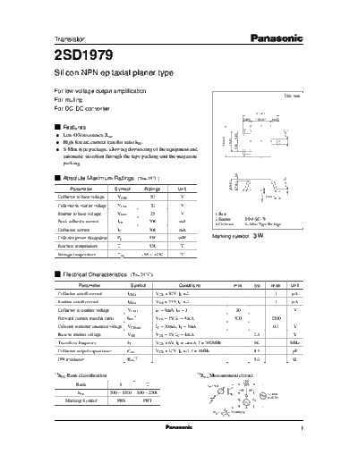 Panasonic 2sd1979  . Electronic Components Datasheets Active components Transistors Panasonic 2sd1979.pdf