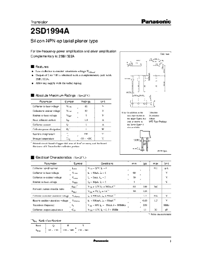 Panasonic 2sd1994a e  . Electronic Components Datasheets Active components Transistors Panasonic 2sd1994a_e.pdf