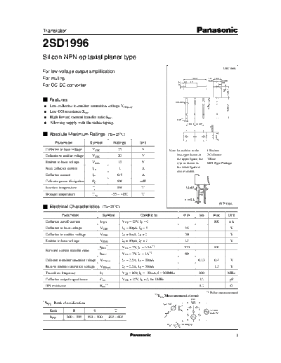 Panasonic 2sd1996  . Electronic Components Datasheets Active components Transistors Panasonic 2sd1996.pdf