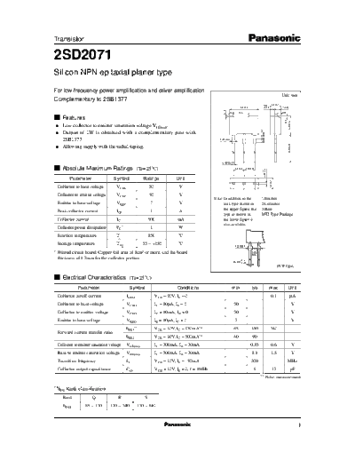 Panasonic 2sd2071 e  . Electronic Components Datasheets Active components Transistors Panasonic 2sd2071_e.pdf